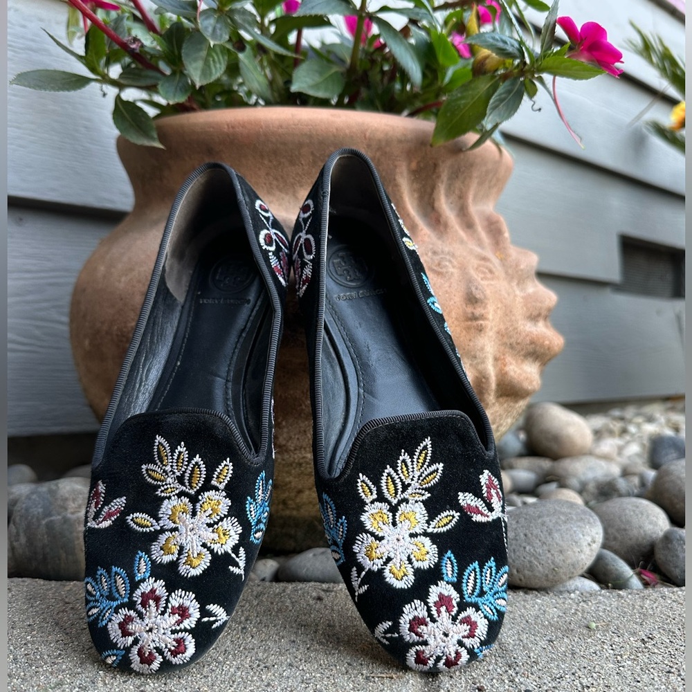 Embroidered Tory Burch Floral Loafers